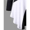 AZULINA Plus Size Two Tone Asymmetric Women Tops T-Shirts Casual O Neck Long Sleeves Causal Ladies Tops Big Size Women Clothing
