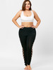 AZULINA Plus Size Lattice Cut Out Leggings Casual Skinny Black High Waist Pencil Pants Women Trousers Big Size Women Clothes 5XL