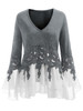 AZULINA Plus Size Applique Layered Blouse Women Blouses 2018 Fall New Fashions V-Neck Long Sleeves Ladies Tops Blusas Mujer 5XL