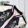 AZULINA Embroidery Floral Bomber Jacket Autumn Spring Women Flower Baseball Souvenir Basic Jackets Female Casual 2017 Black Soft
