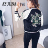 AZULINA Embroidery Floral Bomber Jacket Autumn Spring Women Flower Baseball Souvenir Basic Jackets Female Casual 2017 Black Soft