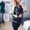AZULINA Embroidery Floral Bomber Jacket Autumn Spring Women Flower Baseball Souvenir Basic Jackets Female Casual 2017 Black Soft
