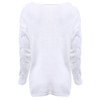 AZULINA Brief V-Neck Oversize Knitted Sweater Pullover Women 2017 Autumn Winter Drop Shoulder Loose White Sweater Pull Femme