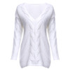 AZULINA Brief V-Neck Oversize Knitted Sweater Pullover Women 2017 Autumn Winter Drop Shoulder Loose White Sweater Pull Femme
