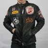 Avirex fly air force badge flight jacket men yellow black sheepskin mandarin collar pilot leather jacket men mortorcycle jacket