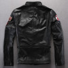 Avirex fly air force badge flight jacket men yellow black sheepskin mandarin collar pilot leather jacket men mortorcycle jacket