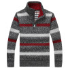 Covrlge 2017 Men Polo Sweater Male Fashion Turtleneck Striped Pullover Autumn Winter New Fleece Thick Knitted Sweater MZM024