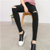 2017 High Elastic imitate Skinny Jeans Womens High Waist Torn Jeans Ripped Hole Knee Skinny Pencil Pants Slim Capris For Women