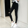 2017 High Elastic imitate Skinny Jeans Womens High Waist Torn Jeans Ripped Hole Knee Skinny Pencil Pants Slim Capris For Women