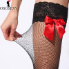 bow top mesh lace mesh Tights Sexy Stockings Female Thigh High Fishnet stay up Women Hosiery black over the knee stockings 403
