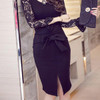 Bow High Waist Pencil Skirt Black Red Knee Length Spring 2018 Women Skirts Casual Tight Womens Bodycon Skirt Plus Size Saia