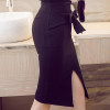 Bow High Waist Pencil Skirt Black Red Knee Length Spring 2018 Women Skirts Casual Tight Womens Bodycon Skirt Plus Size Saia