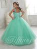 2016 Mint Green Little Girls Pageant Dresses Tulle Sheer Crew Neck Beaded Crystals Flower Girls Princess Kids Prom Dresses