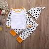 2016 Hot Newborn Baby Boy Girl Polka Dot Clothing Set Baby Boy Girls Outfits Tops T-shirt+Long Pants Hat 3PCS Clothes Set