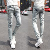 2016 GREY Skinny Denim Jeans men Famous Brand slim elastic Biker Washed JEAN