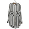 2016 Formal blouses Long Sleeve Button Down Women's Shirt Vertical Striped Chiffon Pocket Career Tops