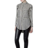 2016 Formal blouses Long Sleeve Button Down Women's Shirt Vertical Striped Chiffon Pocket Career Tops