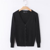 MOSHU Casual Winter Women Cardigan Crochet Knitted Sweaters Coat V- Neck Sweet Cardigans Tops Long Sleeve