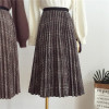 2017 new autumn hit color lattice was thin loose loose waist high waist skirt pleated skirts women in the long section