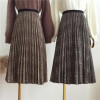 2017 new autumn hit color lattice was thin loose loose waist high waist skirt pleated skirts women in the long section
