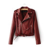 2017 New Autumn Fashion Street Women's Short Washed PU Faux Leather Jackets Coat Zipper Bright Colors New Ladies Basic Jackets