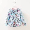 2017 New Autumn Baby Coat And Jacket For Girl Cartoon Graffiti Hooded Windbreaker For Girls Full Sleeve Toddler Outerwear