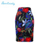 2017 new arrival Women pencil skirts blue flower print bodycon lady midi saia fashion faldas mujer girls bodycon bottoms