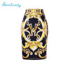 2017 new arrival Women pencil skirts blue flower print bodycon lady midi saia fashion faldas mujer girls bodycon bottoms