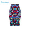 2017 new arrival Women pencil skirts blue flower print bodycon lady midi saia fashion faldas mujer girls bodycon bottoms