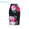 2017 new arrival Women pencil skirts blue flower print bodycon lady midi saia fashion faldas mujer girls bodycon bottoms