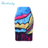 2017 new arrival Women pencil skirts blue flower print bodycon lady midi saia fashion faldas mujer girls bodycon bottoms