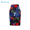 2017 new arrival Women pencil skirts blue flower print bodycon lady midi saia fashion faldas mujer girls bodycon bottoms