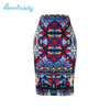 2017 new arrival Women pencil skirts blue flower print bodycon lady midi saia fashion faldas mujer girls bodycon bottoms