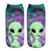 2017 New arrival Women Low Cut Ankle Socks Funny Aliens 3D Printing Sock Cotton Hosiery Printed Sock
