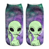 2017 New arrival Women Low Cut Ankle Socks Funny Aliens 3D Printing Sock Cotton Hosiery Printed Sock