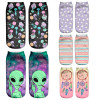 2017 New arrival Women Low Cut Ankle Socks Funny Aliens 3D Printing Sock Cotton Hosiery Printed Sock