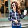 2017 New Women loose blouses thick warm cotton long-sleeved blouse 100%cotton flannel plaid shirt Women Tops plus size 21 colors