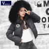 2017 New Women luxurious Large fur collar hooded coat warm Fox fur liner parkas long Sleeve Thick winter jacket top quality
