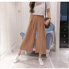 2017 New Women Ladies Vintage Loose Elastic Waist Long Trousers Chiffon Pleated Casual Palazzo Pants Wide Leg Pants pantalones