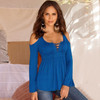 2017 New Women Lace Blouse Bottoming Tops Sexy Lace Up Off Shoulder Long Sleeve Oversized Shirts Blusas Ladies Blouses LX041