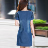 2017 New Women Fashion Summer Dress Plus size Casual Mini Denim Dresses Jeans Dresses Loose Short Sleeve Cotton Q25