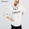 2017 new unicorn hoodie women sweatshirts autumn winter I'm print animal red white tracksuit pullover feminina moletom unicornio