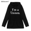 2017 new unicorn hoodie women sweatshirts autumn winter I'm print animal red white tracksuit pullover feminina moletom unicornio