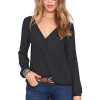 2017 New Summer Womens Tops And Blouses Deep V-Neck Women Blouses Chiffon Shirts Long Sleeve Tops Black White Red Chiffon Shirt