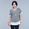 2017 New Summer Women Kimono Casual Blouses O-neck Short Sleeve Shirts Fake Two Pieces Vintage Tops Plus Size 5XL Blusas Blouse