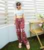 2017 New Summer Women Bohemian Print Loose Wide Leg Long Pants Female Cozy Elastic Waist Casual Boho Pants Trousers 7188