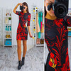 Free ship 2017 Summer style Women Flowers printed short sleeve O-Neck Dresses Vestidos Elegant Bodycon Dress Sheath Robes dress Free ship 2017 Summer style Women Flowers printed short sleeve O-Neck Dresses Vestidos Elegant Bodycon Dress Sheath Robes dress