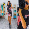 Free ship 2017 Summer style Women Flowers printed short sleeve O-Neck Dresses Vestidos Elegant Bodycon Dress Sheath Robes dress Free ship 2017 Summer style Women Flowers printed short sleeve O-Neck Dresses Vestidos Elegant Bodycon Dress Sheath Robes dress