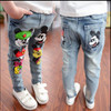 Brand kids boys girls jeans pants spring autumn soft children girl baby elastic waist cartoon cotton denim jeans for boys girls Brand kids boys girls jeans pants spring autumn soft children girl baby elastic waist cartoon cotton denim jeans for boys girls