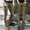 Brand Famous Jeans Men NEW 2016 Green Black Denim Biker Skinny  jean  slim elastic Hiphop Washed